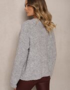 jumelle Cardigan Gri cu Mohair Lână și Viscoză cu nasturi cu buzunare Edironia