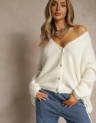 jumelle Cardigan Jasnobej cu Lână și Mohair cu Croială Clasică cu Decolteu în V Avelmio