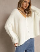 jumelle Cardigan Jasnobej cu Lână și Mohair cu Croială Clasică cu Decolteu în V Avelmio
