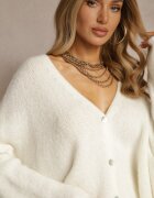 jumelle Cardigan Jasnobej cu Lână și Mohair cu Croială Clasică cu Decolteu în V Avelmio
