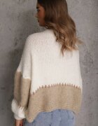 jumelle Cardigan Maro cu Amestec de Lână și Viscoză în Stil Patchwork Fesolinne