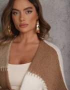 jumelle Cardigan Maro cu Amestec de Lână și Viscoză în Stil Patchwork Fesolinne
