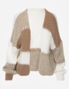jumelle Cardigan Maro cu Amestec de Lână și Viscoză în Stil Patchwork Fesolinne