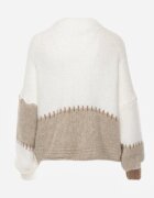 jumelle Cardigan Maro cu Amestec de Lână și Viscoză în Stil Patchwork Fesolinne