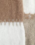 jumelle Cardigan Maro cu Amestec de Lână și Viscoză în Stil Patchwork Fesolinne