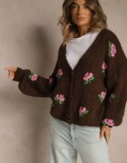 jumelle Cardigan Maro Supradimensionat cu adaos de lână Floral Nelenesa