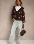 jumelle Cardigan Maro Supradimensionat cu adaos de lână Floral Nelenesa