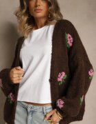 jumelle Cardigan Maro Supradimensionat cu adaos de lână Floral Nelenesa
