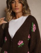 jumelle Cardigan Maro Supradimensionat cu adaos de lână Floral Nelenesa