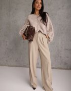 jumelle Cardigan oversize cu adaos de lână și mâneci batwing Nelias Bej
