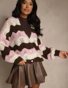 jumelle Cardigan Roz cu Amestec de Lână și Viscoză cu Textură Ajurată Esina