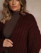 jumelle Cardigan supradimensionat bordeaux fără închidere cu adaos de lână și viscoză Titanesa
