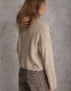 jumelle Cardigan tip batwing cu închidere tip cravată cu model ajurat și adaos de lână Paleris Bej