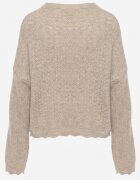 jumelle Cardigan tip batwing cu închidere tip cravată cu model ajurat și adaos de lână Paleris Bej