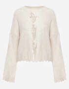 jumelle Cardigan tip batwing cu închidere tip cravată cu model ajurat și adaos de lână Paleris Bej