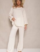 jumelle Compleu Bej cu Pantaloni cu Croială Largă și Bluză cu Mânecă Lungă Caniffia