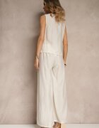 jumelle Compleu Bej deschis cu In Pantaloni cu croială Largă și Bluză cu Legătură Idanira