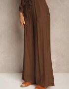jumelle Compleu Maro din Viscoză stil oversize Pantaloni Lari și Cămașă Lejeră cu Nasturi Natinne