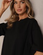 jumelle Compleu Negru din Bumbac Tricou cu Decupaje și Pantaloni cu Croială Largă Elpiola