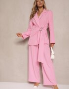 jumelle Costum Roz Pantaloni largi și Sacou petrecut Solbia