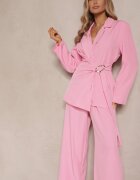 jumelle Costum Roz Pantaloni largi și Sacou petrecut Solbia