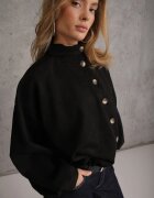 jumelle Geacă de tranziție în stil preppy fason geci bomber cu nasturi Zirafena Neagră