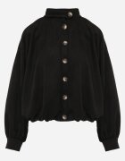 jumelle Geacă de tranziție în stil preppy fason geci bomber cu nasturi Zirafena Neagră