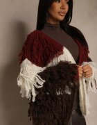 jumelle Kardigan Bordeaux Fără închideri cu amestec de lână Decorat cu imitație de pene Lanitia