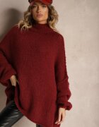 jumelle Maletă Bordeaux Oversize cu Lână cu Linia Umerilor Căzute Lilirea