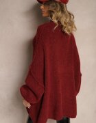 jumelle Maletă Bordeaux Oversize cu Lână cu Linia Umerilor Căzute Lilirea