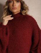 jumelle Maletă Bordeaux Oversize cu Lână cu Linia Umerilor Căzute Lilirea