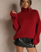 jumelle Maletă Bordo oversize cu lână și mohair Temirali