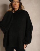 jumelle Maletă Neagră Oversize cu Amestec de Lână Asintavira