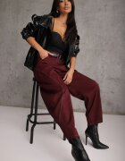 jumelle Pantaloni Casual Balloon cu cusături cu ață contrastantă Sariaho Bordo