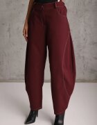 jumelle Pantaloni Casual Balloon cu cusături cu ață contrastantă Sariaho Bordo