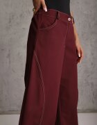 jumelle Pantaloni Casual Balloon cu cusături cu ață contrastantă Sariaho Bordo