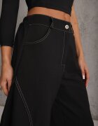 jumelle Pantaloni Casual Balloon cu cusături cu ață contrastantă Sariaho Negri
