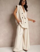 jumelle Pantaloni Eleganți Bej Palazzo cu Picioare Lărgi Adivisa