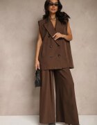jumelle Pantaloni Eleganți Maro Palazzo cu picioare largi Adivisa