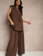 jumelle Pantaloni Eleganți Maro Palazzo cu picioare largi Adivisa