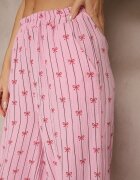 jumelle Pantaloni Fucsia de Bumbac Larghi Talie înaltă cu Dungi și Funde Reivira