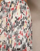 jumelle Pantaloni Negri-Roșii High Waist Decorați cu Pliuri și cu Imprimeu Floral Folamea