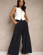 jumelle Pantaloni Palazzo eleganți bleumarin cu picioare largi Adivisa