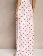 jumelle Pantaloni Roze Largi High Waist din Bumbac cu elastic în talie Ranivaria