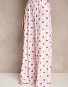jumelle Pantaloni Roze Largi High Waist din Bumbac cu elastic în talie Ranivaria