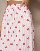 jumelle Pantaloni Roze Largi High Waist din Bumbac cu elastic în talie Ranivaria