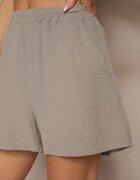 jumelle Pantaloni scurți Bej închis Basic din bumbac High Waist Naldelle