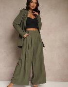 jumelle Pantaloni Verde închis Eleganti Palazzo cu picioare largi Adivisa