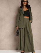jumelle Pantaloni Verde închis Eleganti Palazzo cu picioare largi Adivisa