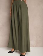 jumelle Pantaloni Verde închis Eleganti Palazzo cu picioare largi Adivisa